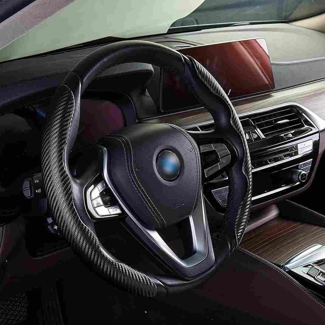 Buy New Carbon Fiber ABS Texture Steering Wheel Grip Cover for Cars