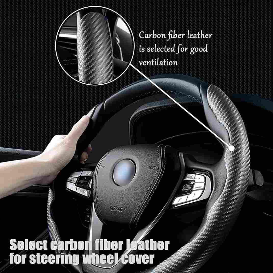 Buy New Carbon Fiber ABS Texture Steering Wheel Grip Cover for Cars